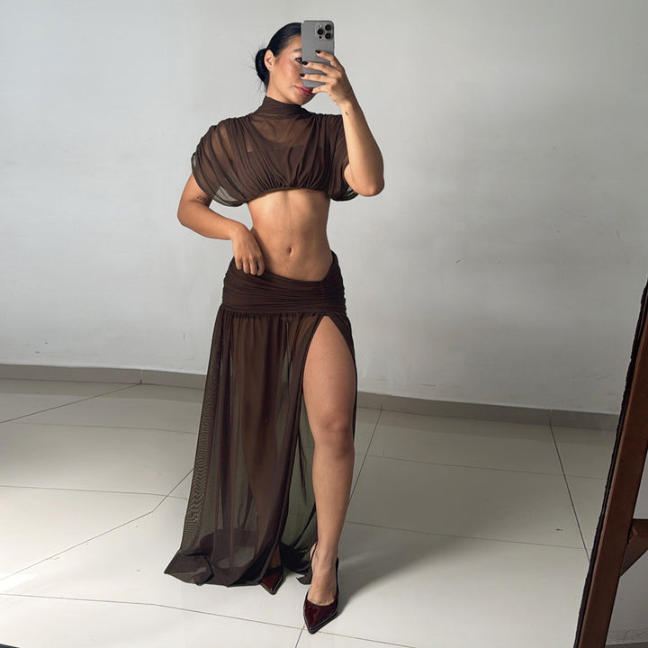 Damen Elegantes und figurbetontes Cut-Out Kleid mit hochgeschlossenem Design Echo Archiv