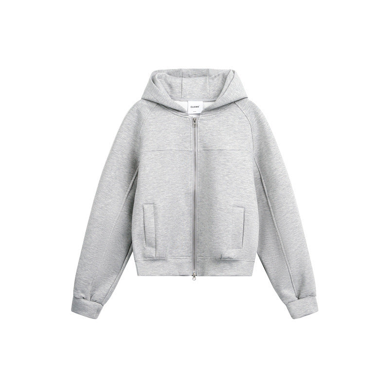 Unisex Kapuzen-Sweatjacke mit Zwei-Wege-Reißverschluss und Boxy-Schnitt Echoarchiv