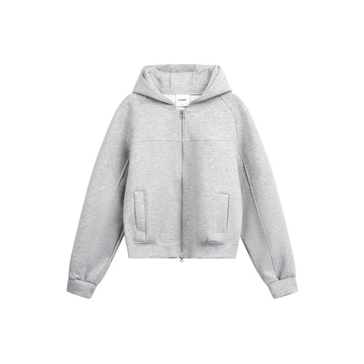 Unisex Kapuzen-Sweatjacke mit Zwei-Wege-Reißverschluss und Boxy-Schnitt Echoarchiv