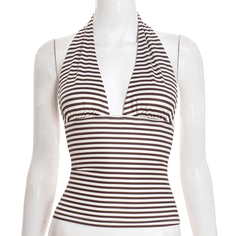 Damen Wickel-Bikinioberteil mit raffiniertem Halter-Design und gestreiftem Muster Echo Archiv