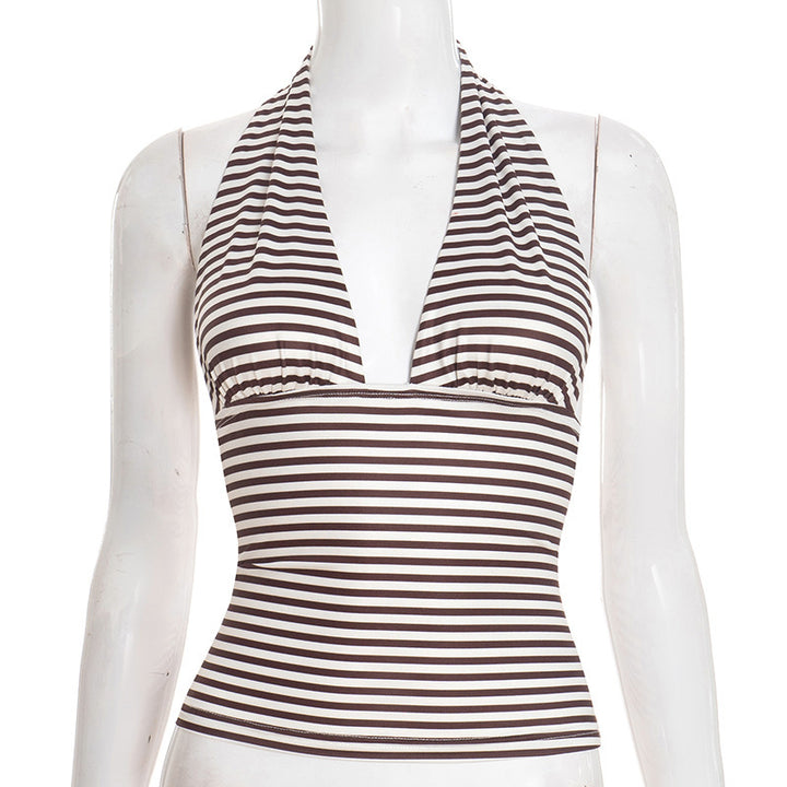 Damen Wickel-Bikinioberteil mit raffiniertem Halter-Design und gestreiftem Muster Echo Archiv