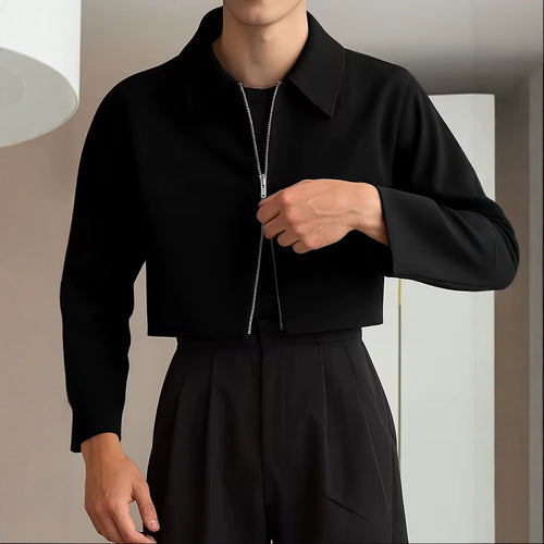 Damen Cropped Jacke mit Hemdkragen und durchgehendem Reißverschluss Echoarchiv