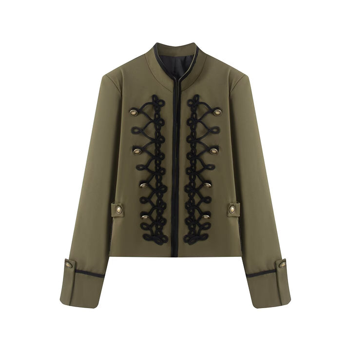 Damen Kurzjacke im Militärestil mit Stehkragen Kordverzierung und Zierknöpfen Echo Archiv