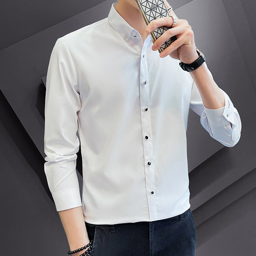 Herren elegantes langärmliges Slim-Fit-Hemd Echoarchiv