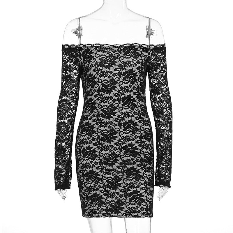 Damen Spitzenkleid mit schulterfreiem Design und langem Arm Echo Archiv