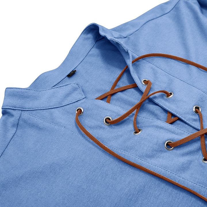 Herren Langarmshirt mit Latzkordel und Kontrastärmeln Echoarchiv