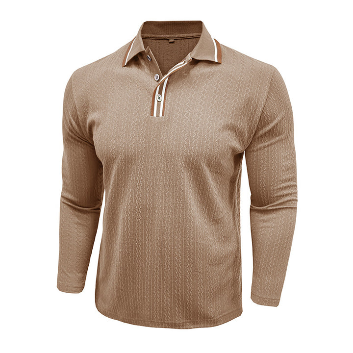 Herren Langarm Polohemd mit strukturiertem Design und modischen Akzenten Echoarchiv