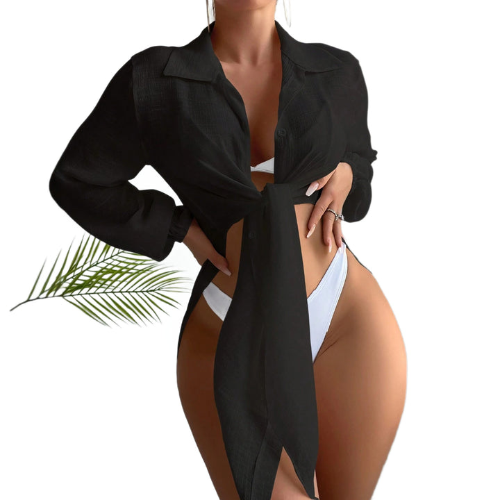Damen Lässige Strandbluse mit leichten Stoff und Knopfdetails Echo Archiv