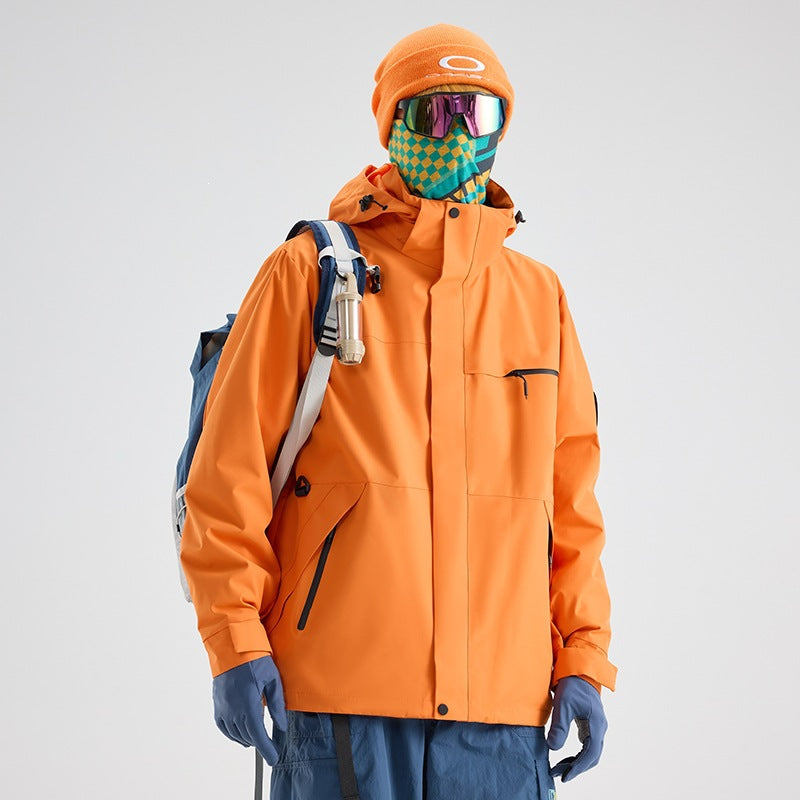 Herren Wasserdichte Outdoor-Softshelljacke mit Kapuze, hohem Stehkragen & Reißverschlusstaschen Echoarchiv