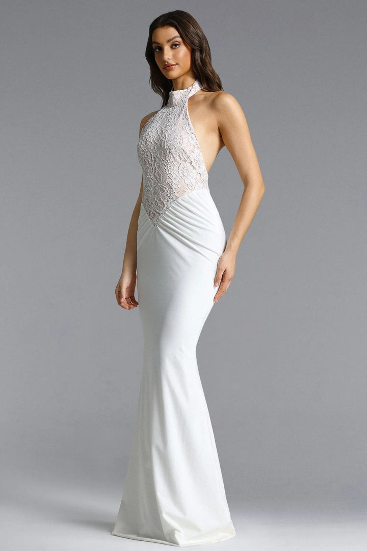 Damen Elegantes Bodenkonturen-Abendkleid mit Spitzenoberteil Echo Archiv