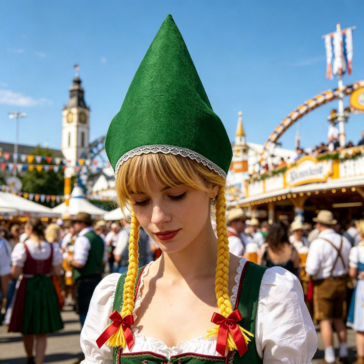 Damen nan traditionelle Trachtenhaube mit steifer Kegelform und feinem Spitzenrand Echo Archiv
