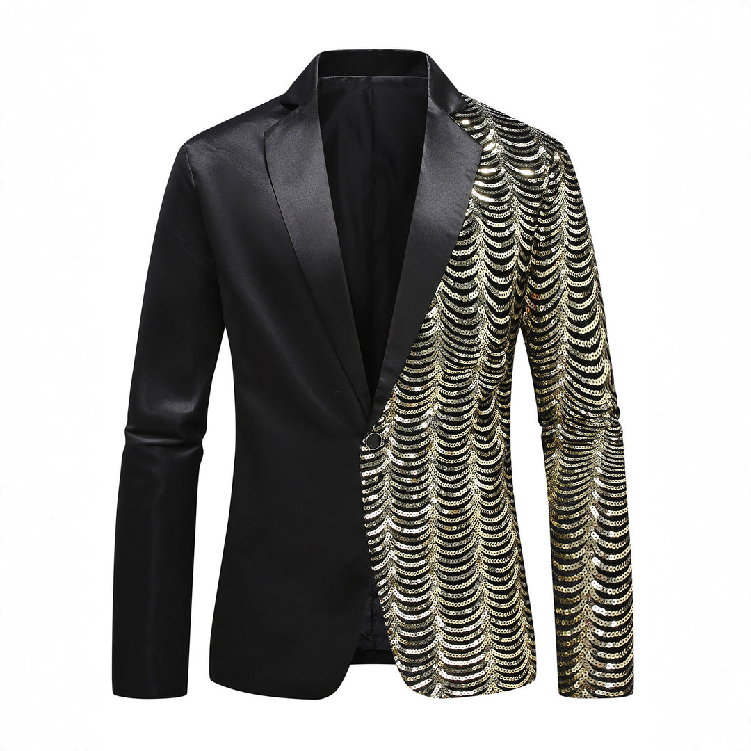 Herren eleganter Glitzerblazer mit asymmetrischem Design Echoarchiv