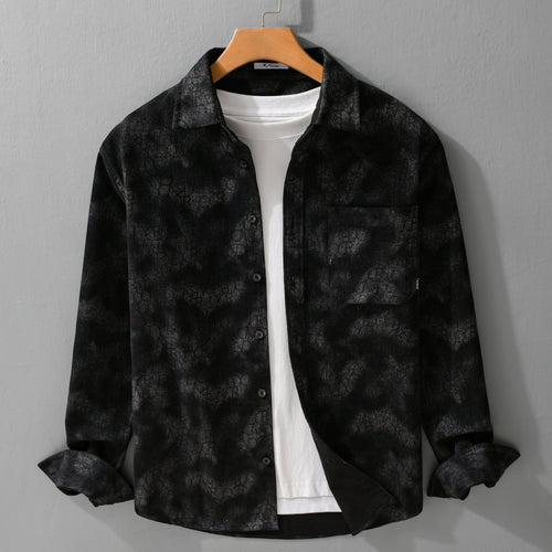 Herren Samtiges Hemdjacken-Overshirt mit tonalem Muster und Brusttasche Echoarchiv