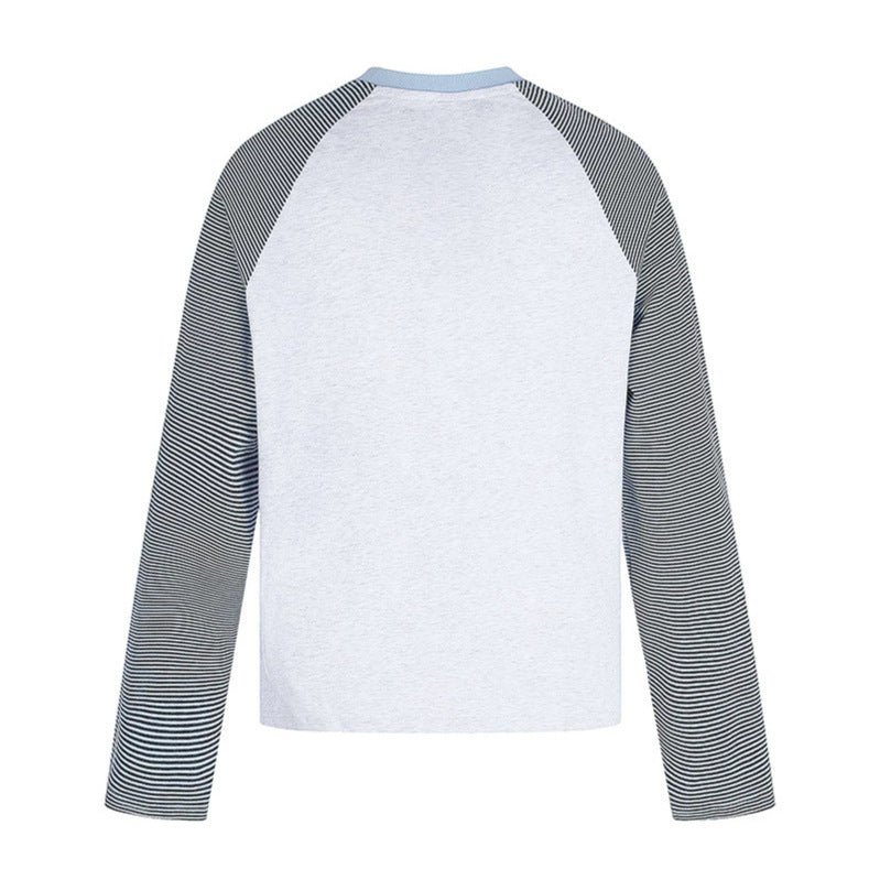 Damen Raglan-Langarmshirt im Astral-Motiv mit feinen Streifenärmeln und Relief-Print Echoarchiv