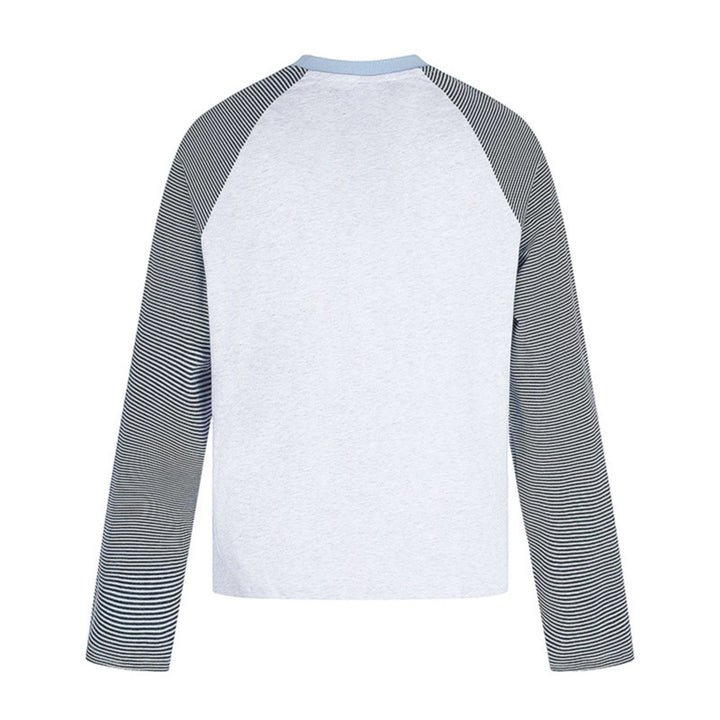 Damen Raglan-Langarmshirt im Astral-Motiv mit feinen Streifenärmeln und Relief-Print Echoarchiv