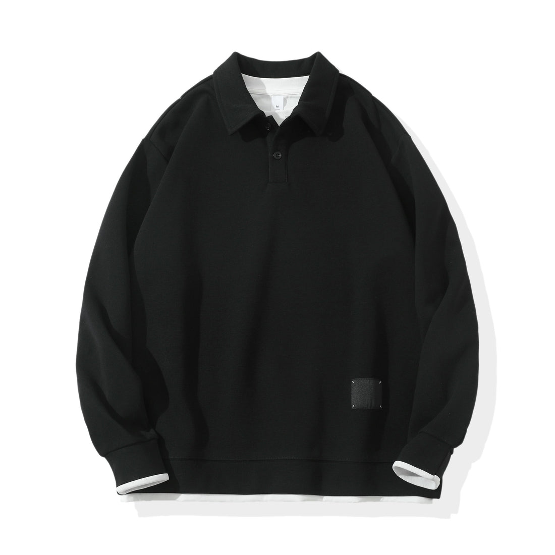 Unisex Oversize-Poloshirt-Sweatshirt mit Halbknopfleiste und Layering-Effekt Echoarchiv
