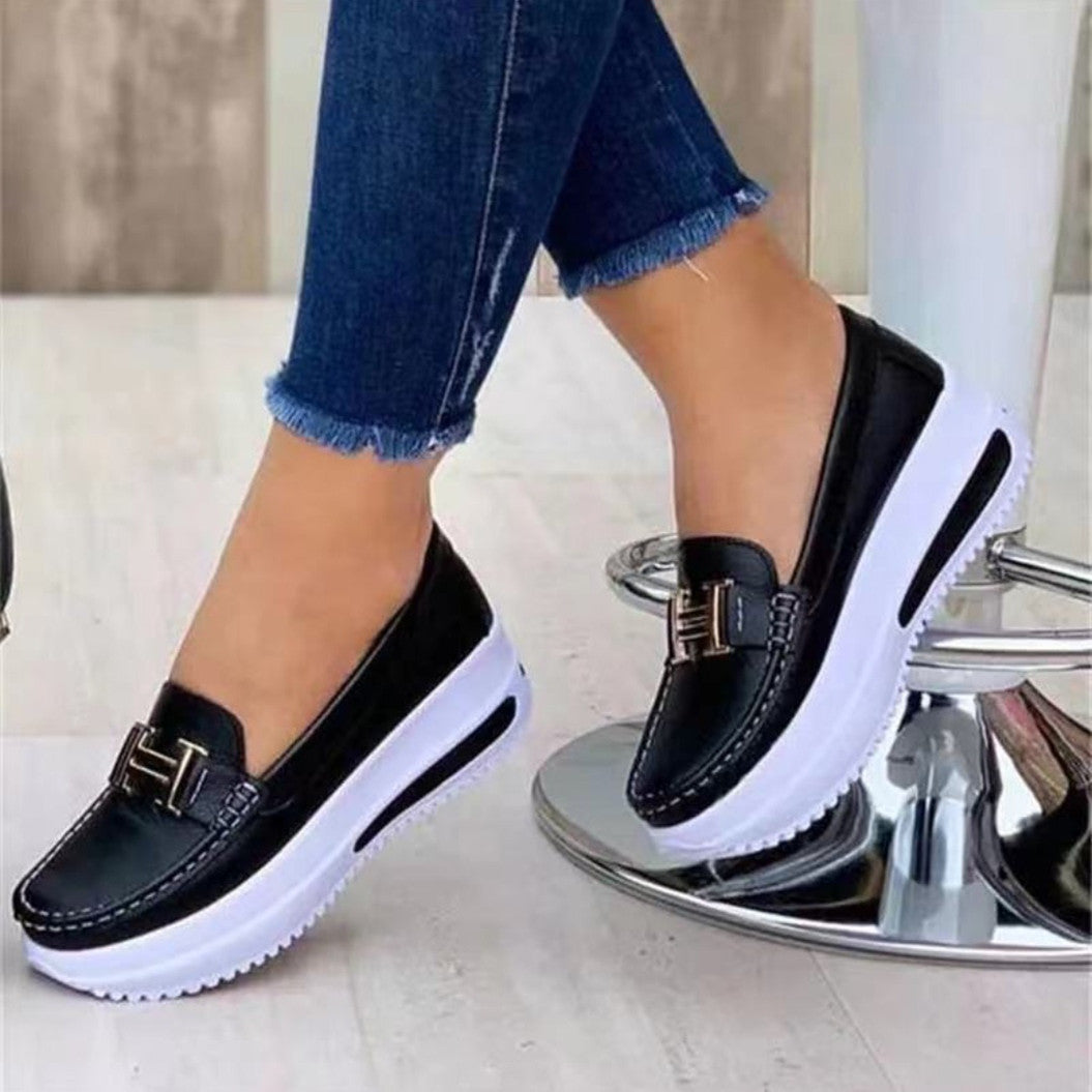Damen  leichte Plateau-Slipper im Mokassinstil mit luftgepolsterter Gummisohle Echo Archiv
