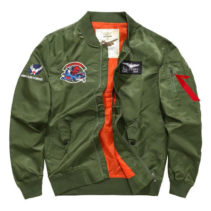 Men's military patch nylon pilot bomber jacket – Brevano