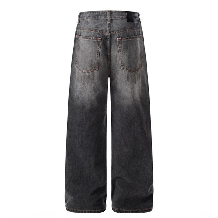Damen Hochgeschnittene Weite Distressed-Denim Culotte-Jeans mit Paint-Splatter und Used-Effekt Echoarchiv