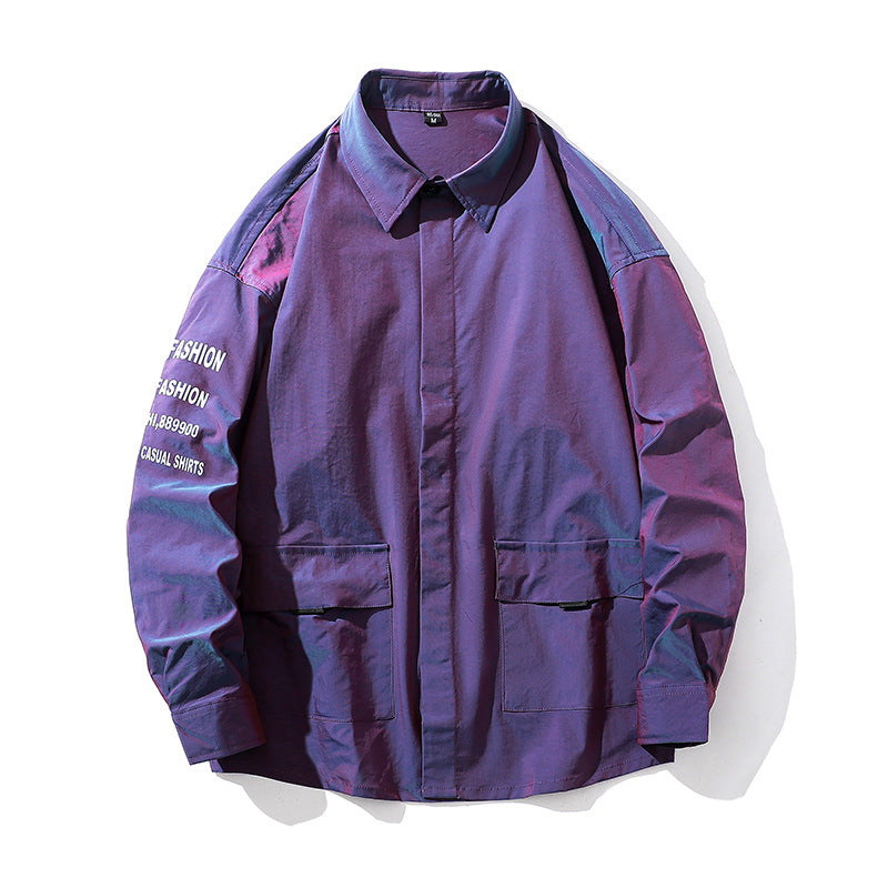 Herren lässige Hemdjacke mit Print-Details Echoarchiv