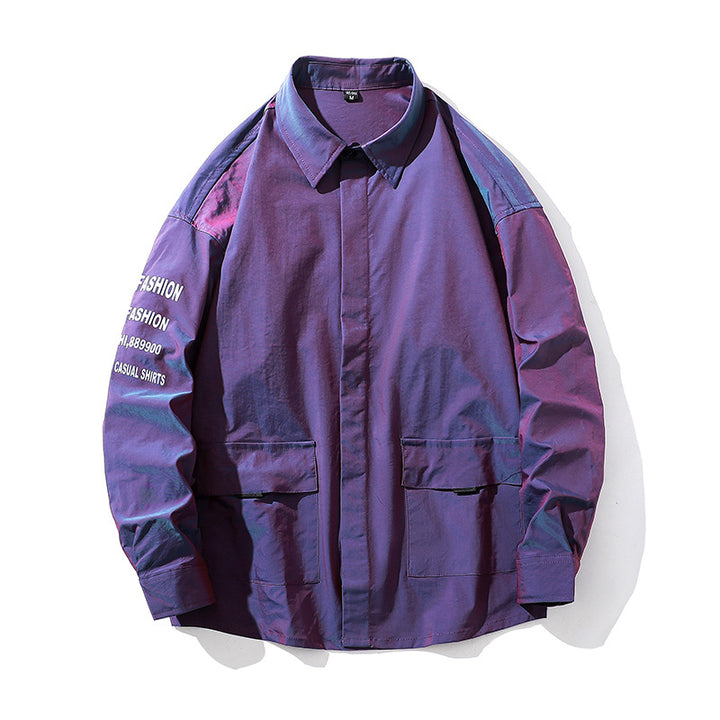 Herren lässige Hemdjacke mit Print-Details Echoarchiv