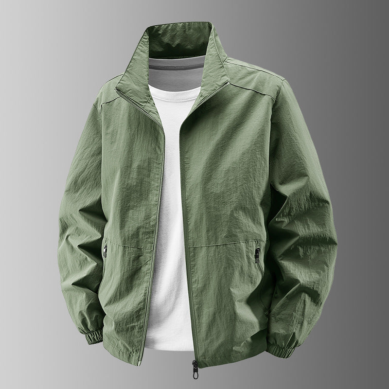Herren nan atmungsaktive leichte Windjacke mit Stehkragen, elastischen Bündchen und verdeckten Reißverschlusstaschen Echo Archiv