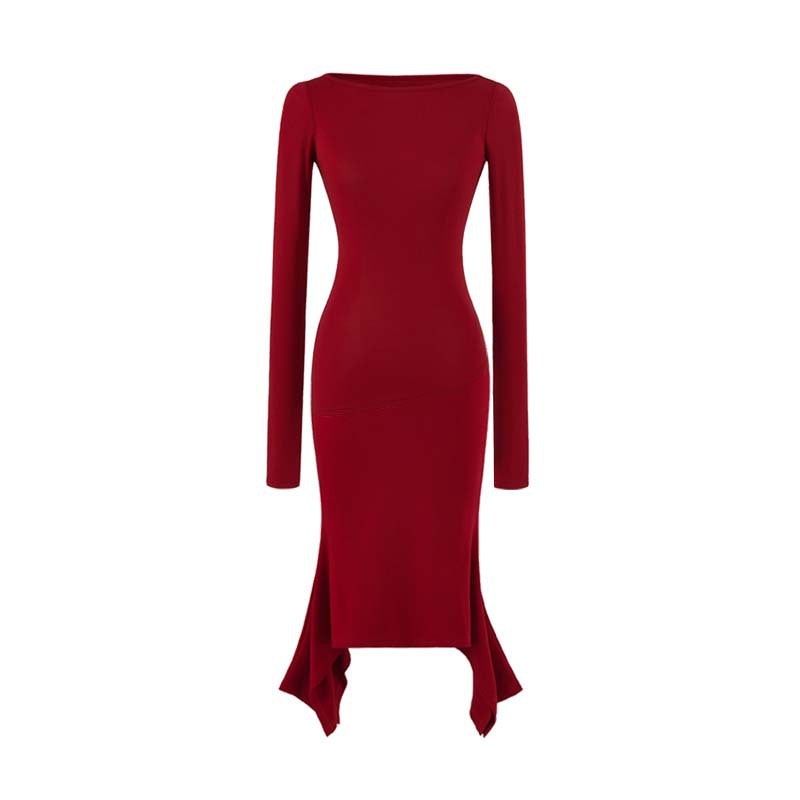 Damen Figurbetontes Midikleid mit asymmetrischem Zipfelsaum und Paneel-Design Echoarchiv