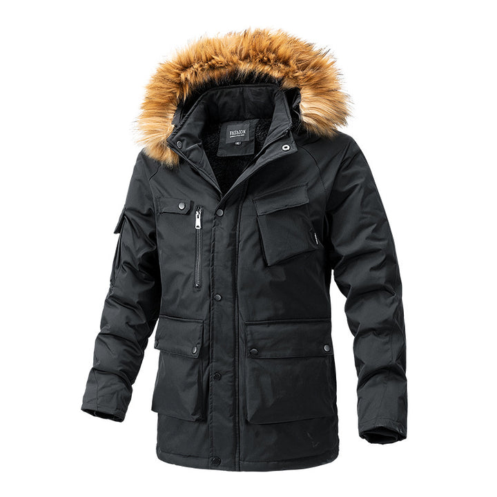 Herren Canvas-Parka mit Sherpa-Innenseite, verlängerter Schnitt und Utility-Ärmeltasche Echoarchiv