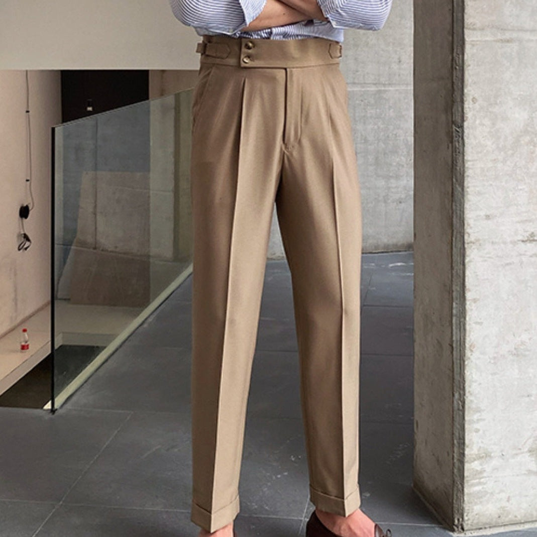Herren Elegante Hochwasserhose mit Bundfalten – Sorevano