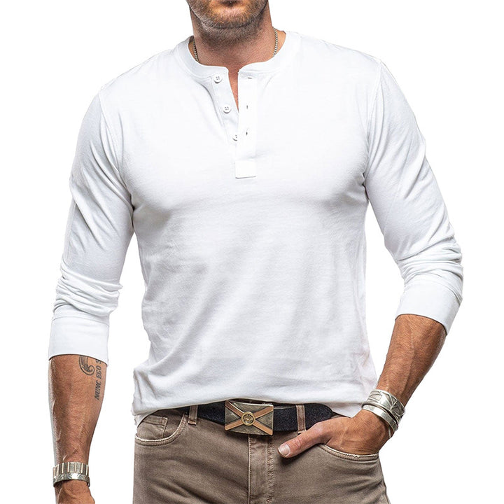 Herren Langarmshirt mit Knopfleiste und feiner Struktur Echoarchiv
