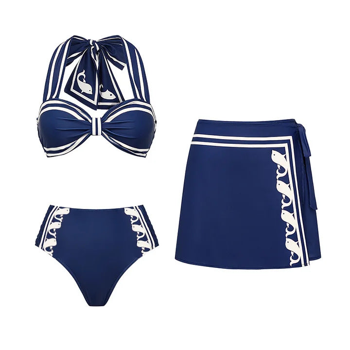 Damen Einteiler Badeanzug mit raffiniertem Cut-Out und dekorativen Schleifen Echo Archiv
