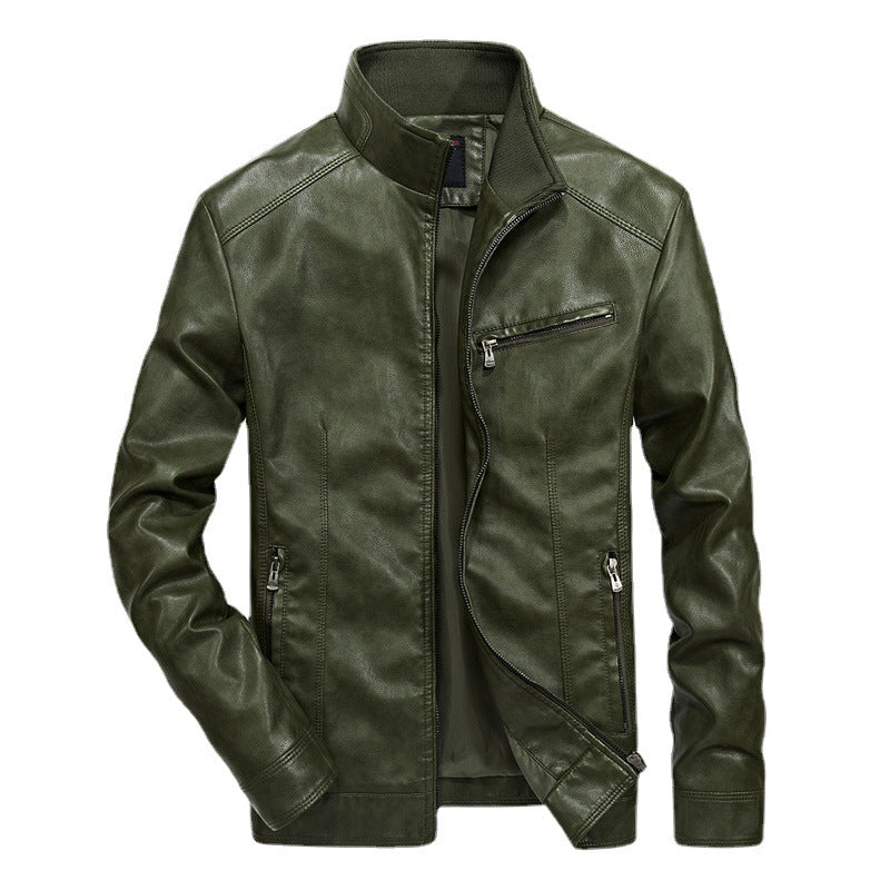 Herren Slim‑Fit Lederoptik‑Blouson mit Stehkragen und Reißverschlusstaschen Echo Archiv