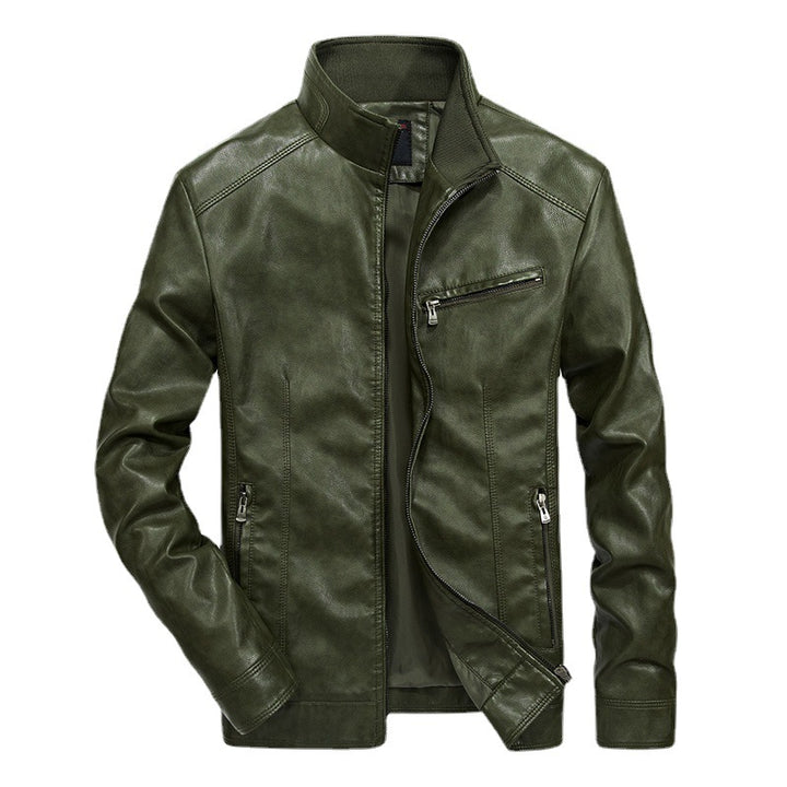 Herren Slim‑Fit Lederoptik‑Blouson mit Stehkragen und Reißverschlusstaschen Echo Archiv