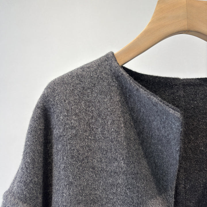 Damen Eleganter Strukturierter Wollmischmantel – Montévia