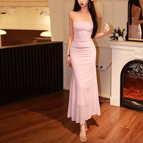 Damen Elegantes Tailliertes Maxikleid mit Raffungen Echo Archiv