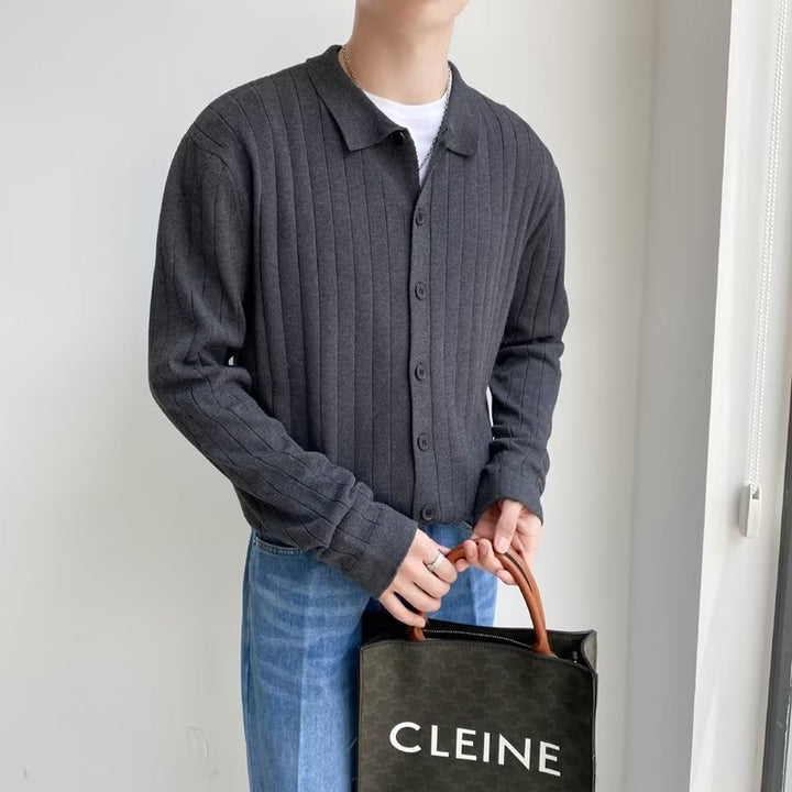 Herren Elegantes Langarm-Polohemd mit Struktur – Cavello