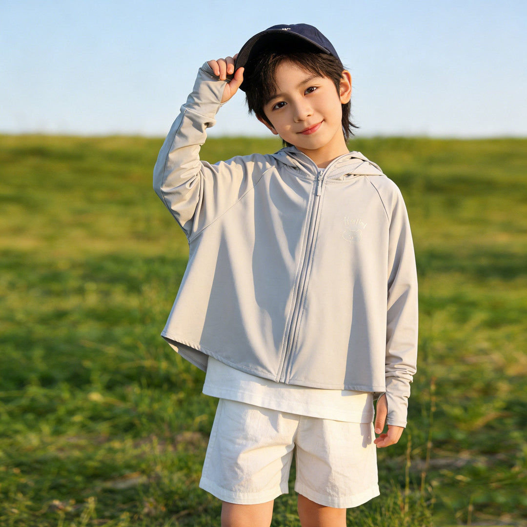 Damen nan leichte UV-Schutz Kinder-Kapuzenjacke mit durchgehendem Reißverschluss und atmungsaktiver Funktionsqualität  Echo Archiv