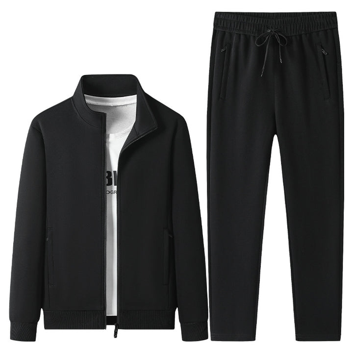 Herren Freizeit-Trainingsanzug Set mit Stehkragen Reißverschlussjacke und Jogginghose aus French Terry – Marzano
