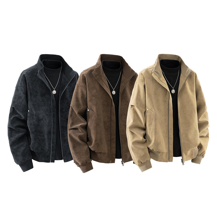 Herren Modische Bomberjacke aus Kunstleder Echo Archiv