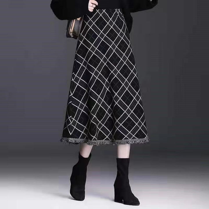 Damen Eleganter Karierter Midirock Echo Archiv