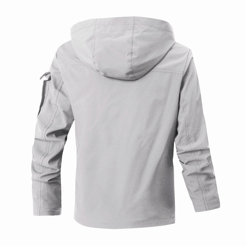 Herren Wasserdichte Utility-Jacke mit Kapuze und Mehrfachtaschen Echoarchiv
