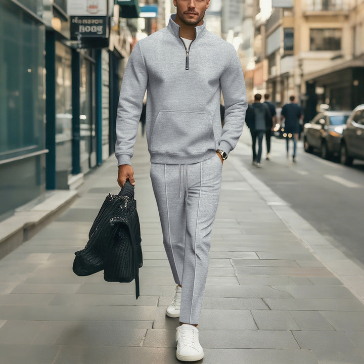 Herren Hochwertiger Stehkragen Pullover mit Zipper Echoarchiv