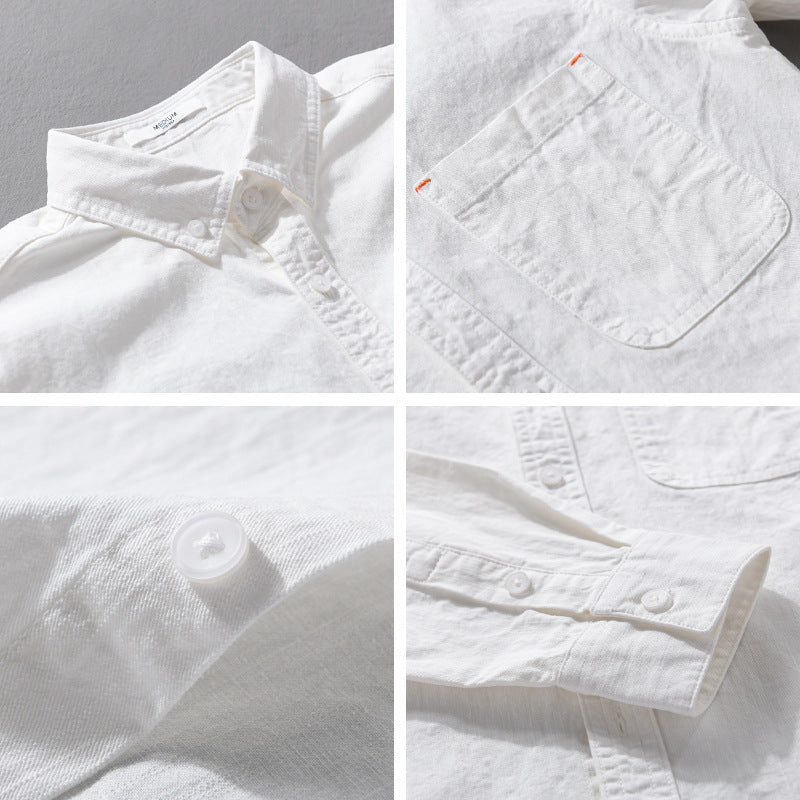 Herren Leichtes Baumwoll-Overshirt im Hemdjacken-Stil mit Brusttasche und Button-Down-Kragen Echoarchiv