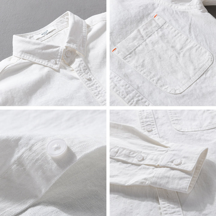 Herren Leichtes Baumwoll-Overshirt im Hemdjacken-Stil mit Brusttasche und Button-Down-Kragen Echoarchiv