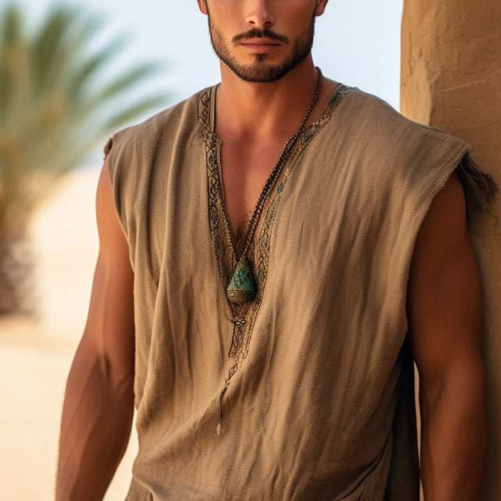 Herren langes Freizeitkleid mit asymmetrischem Schnitt und dekorativem Ausschnitt Echoarchiv