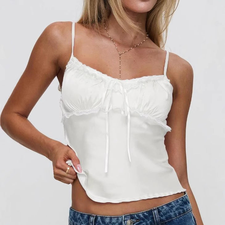 Damen Leichtes Spaghetti-Top mit Rüschendetails Echo Archiv