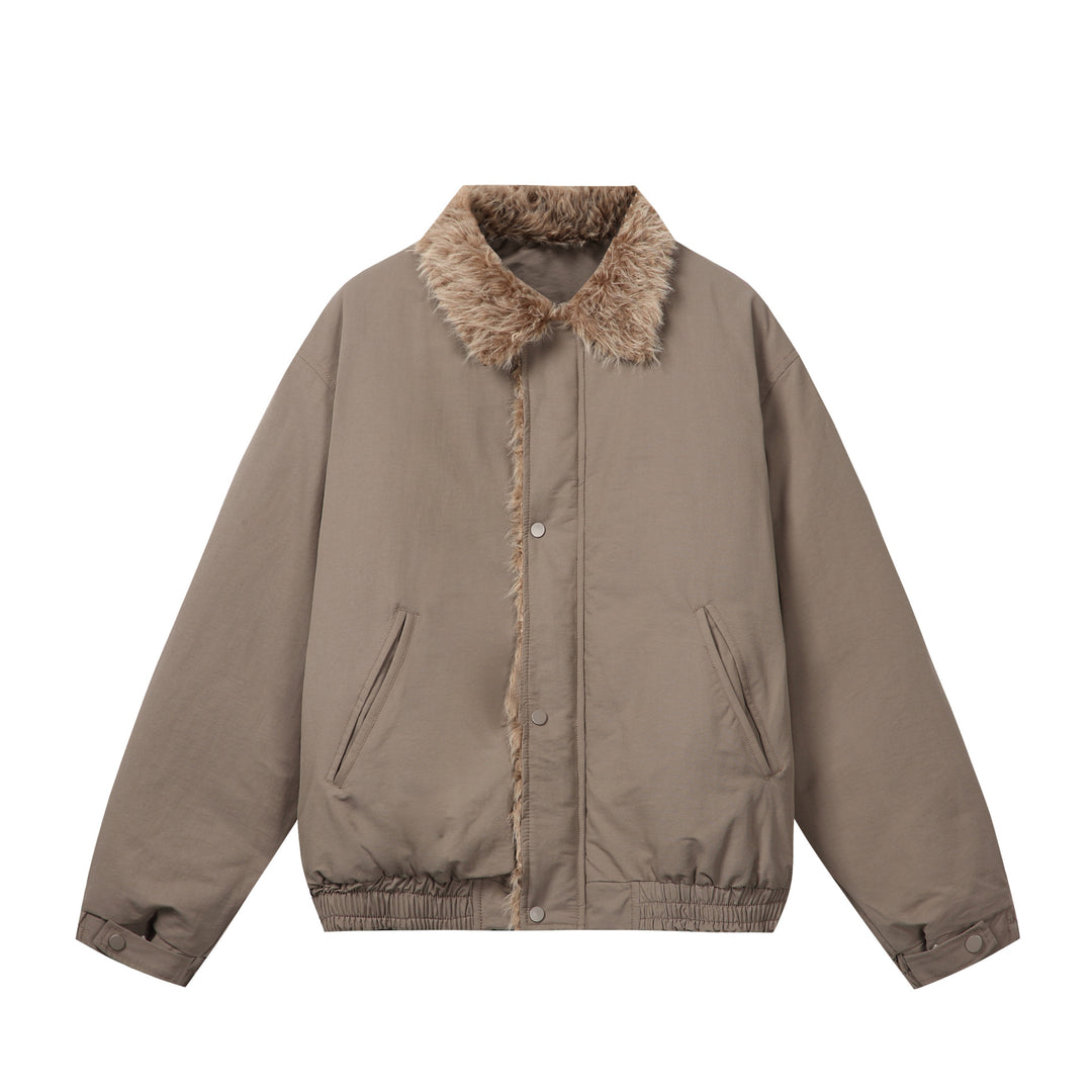 Damen Minimalistische Thermo‑Blousonjacke mit Kunstfell‑Umlegekragen und elastischem Tunnelzugsaum Echoarchiv