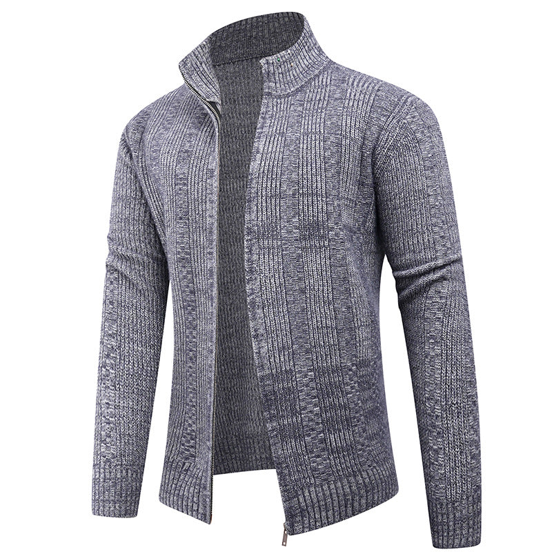 Herren Freizeit Strickjacke mit hohem Kragen und modernem Zipper Echoarchiv