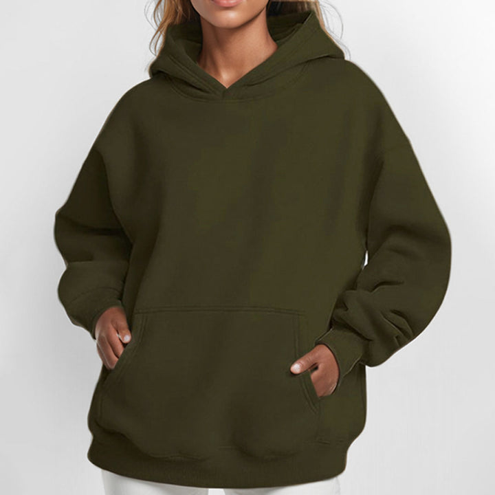 Damen nan extralanges Oversize Kapuzen-Sweatshirt mit Kängurutasche, weichem Fleece-Innenfutter und überschnittener Schulter Echo Archiv