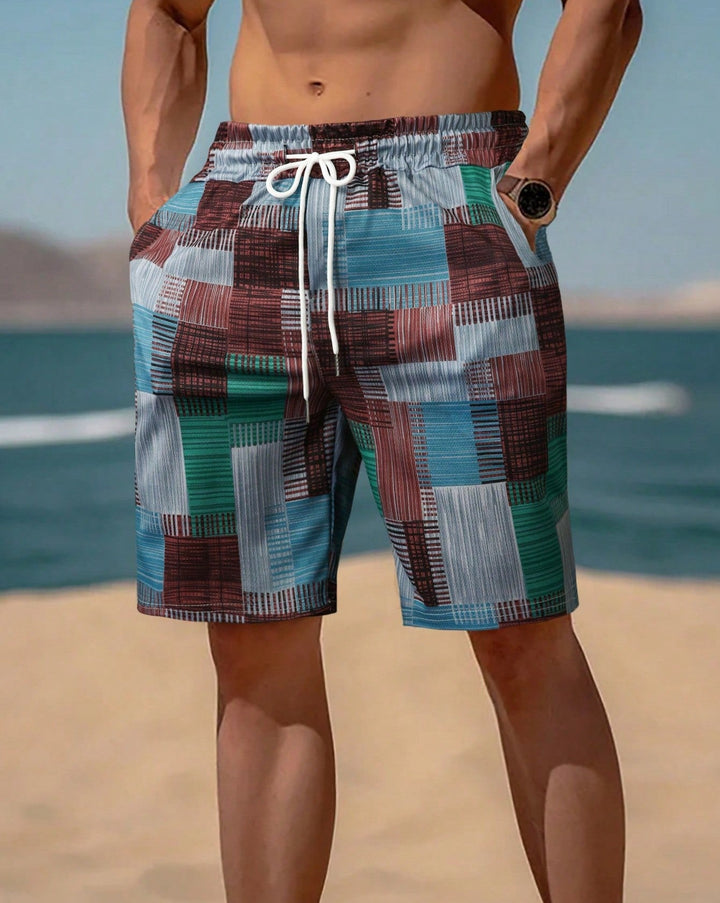 Herren stylische Bade-Shorts mit modernem Graphikmuster Echoarchiv